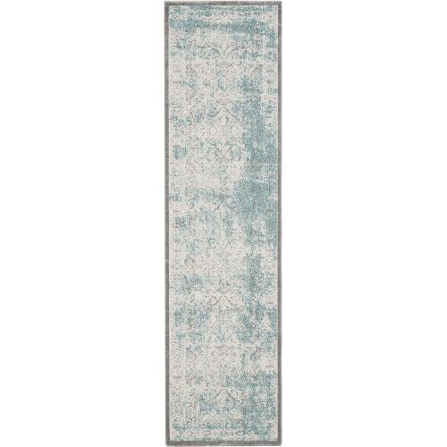  Safavieh Passion Collection PAS401B Vintage Medallion Watercolor Turquoise and Ivory Distressed Area Rug (67 x 92)