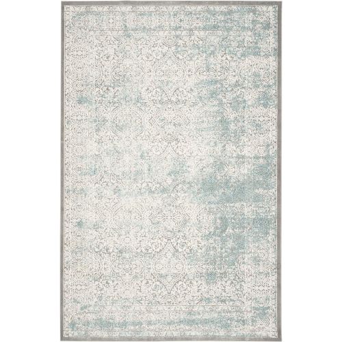  Safavieh Passion Collection PAS401B Vintage Medallion Watercolor Turquoise and Ivory Distressed Area Rug (67 x 92)