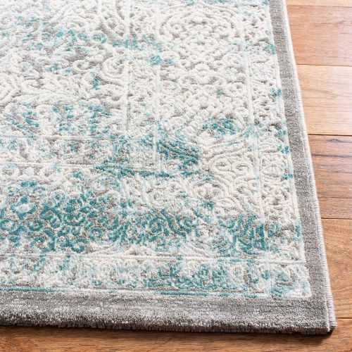  Safavieh Passion Collection PAS401B Vintage Medallion Watercolor Turquoise and Ivory Distressed Area Rug (67 x 92)