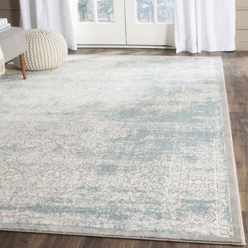  Safavieh Passion Collection PAS401B Vintage Medallion Watercolor Turquoise and Ivory Distressed Area Rug (67 x 92)