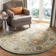 Safavieh Heritage Collection HG734A Handcrafted Traditional Oriental Light Blue and Ivory Wool Round Area Rug (4 Diameter)