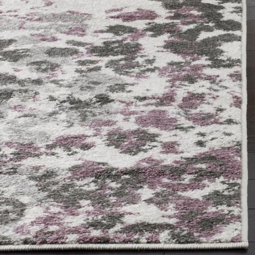  Safavieh Adirondack Collection ADR115M Light Grey and Purple Contemporary Floral Round Area Rug (6 Diameter)