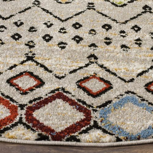  Safavieh Amsterdam Collection AMS108G Southwestern Bohemian Light Grey and Multi Area Rug (67 x 92)