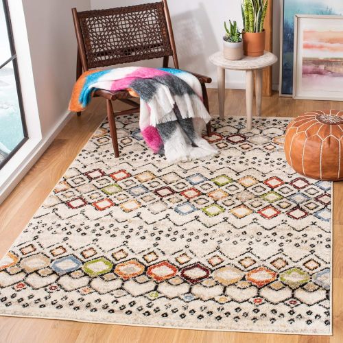  Safavieh Amsterdam Collection AMS108G Southwestern Bohemian Light Grey and Multi Area Rug (67 x 92)