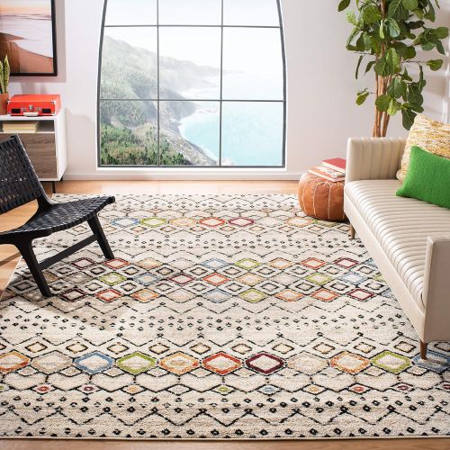  Safavieh Amsterdam Collection AMS108G Southwestern Bohemian Light Grey and Multi Area Rug (67 x 92)