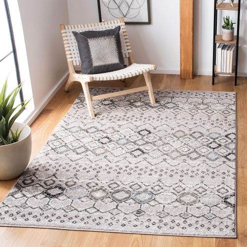  Safavieh Amsterdam Collection AMS108G Southwestern Bohemian Light Grey and Multi Area Rug (67 x 92)