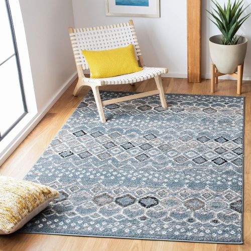  Safavieh Amsterdam Collection AMS108G Southwestern Bohemian Light Grey and Multi Area Rug (67 x 92)