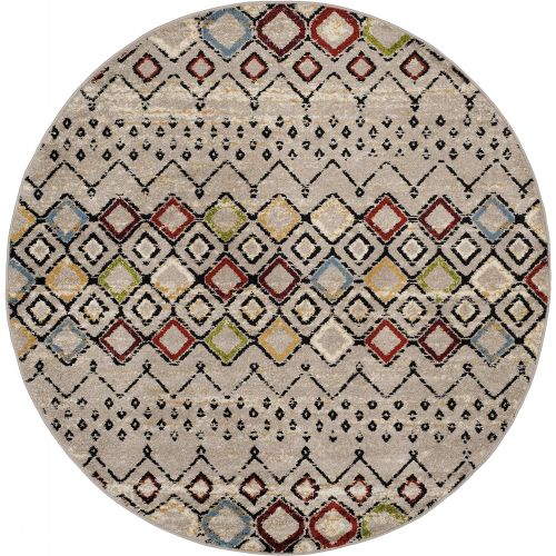  Safavieh Amsterdam Collection AMS108G Southwestern Bohemian Light Grey and Multi Area Rug (67 x 92)