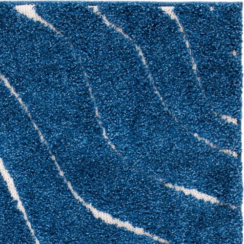  Safavieh Florida Shag Collection SG472-6511 Dark Blue and Cream Square Area Rug (67 Square)