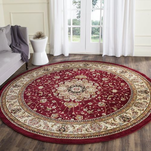  Safavieh Lyndhurst Collection LNH329C Traditional Medallion Round Area Rug, 8Diameter, RedIvory