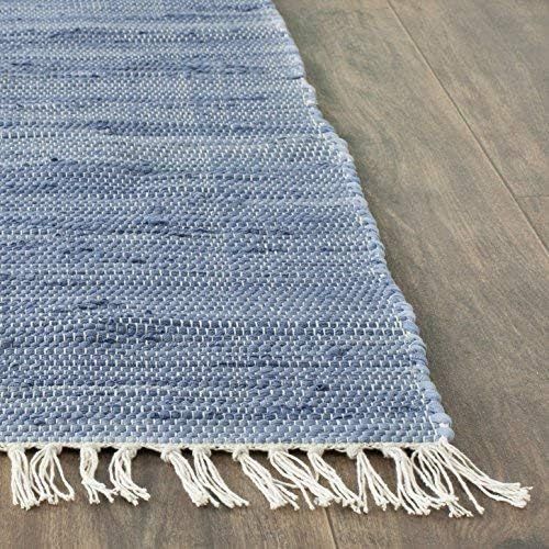  Safavieh Montauk Collection MTK711E Handmade Flatweave Ivory and Dark Blue Cotton Area Rug (4 x 6)