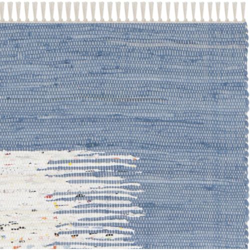  Safavieh Montauk Collection MTK711E Handmade Flatweave Ivory and Dark Blue Cotton Area Rug (4 x 6)