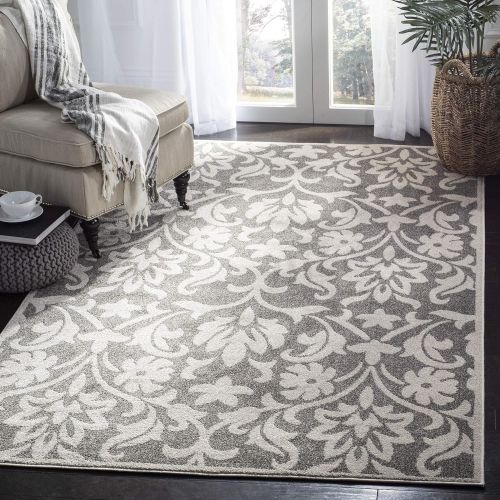  Safavieh Amherst Collection AMT424R Dark Grey and Beige Indoor Outdoor Area Rug (8 x 10)