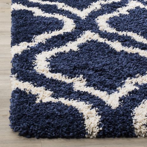  Safavieh Hudson Shag Collection SGH284C Navy and Ivory Moroccan Geometric Area Rug (51 x 76)