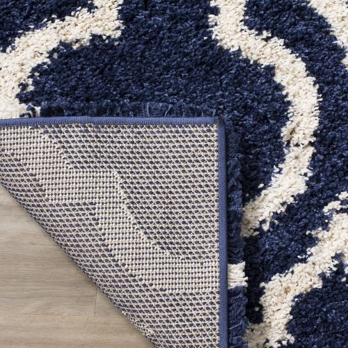  Safavieh Hudson Shag Collection SGH284C Navy and Ivory Moroccan Geometric Area Rug (51 x 76)