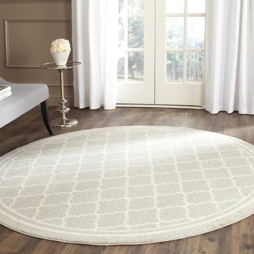  Safavieh Amherst Collection AMT422R Dark Grey and Beige Indoor Outdoor Round Area Rug (7 Diameter)