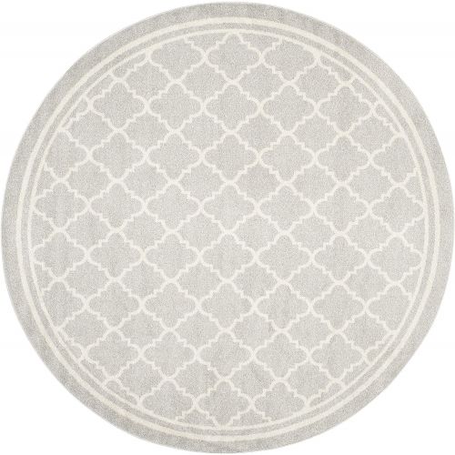  Safavieh Amherst Collection AMT422R Dark Grey and Beige Indoor Outdoor Round Area Rug (7 Diameter)