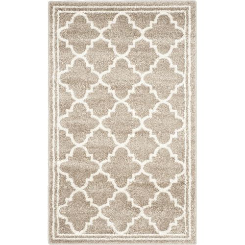  Safavieh Amherst Collection AMT422R Dark Grey and Beige Indoor Outdoor Round Area Rug (7 Diameter)