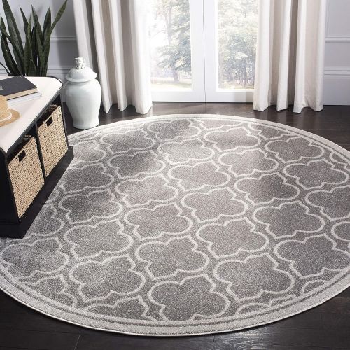  Safavieh Amherst Collection Grey and Light Grey Indoor Outdoor Area Rug (6 x 9)