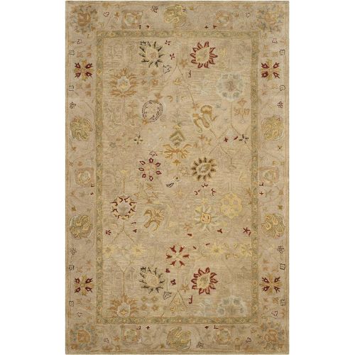  Safavieh Antiquities Collection AT859B Handmade Traditional Oriental Taupe and Beige Wool Area Rug (5 x 8)