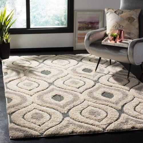  Safavieh Florida Shag Collection SG461-1179 Cream and Smoke Area Rug (4 x 6)