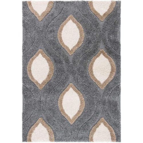  Safavieh Florida Shag Collection SG461-1179 Cream and Smoke Area Rug (4 x 6)