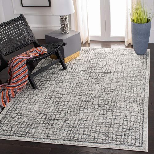  Safavieh Adirondack Collection ADR103B Silver and Ivory Modern Distressed Area Rug (10 x 14)