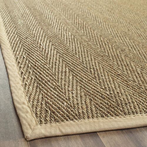  Safavieh Natural Fiber Collection NF115A Herringbone Natural and Beige Seagrass Area Rug (8 x 10)