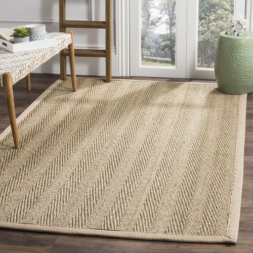  Safavieh Natural Fiber Collection NF115A Herringbone Natural and Beige Seagrass Area Rug (8 x 10)