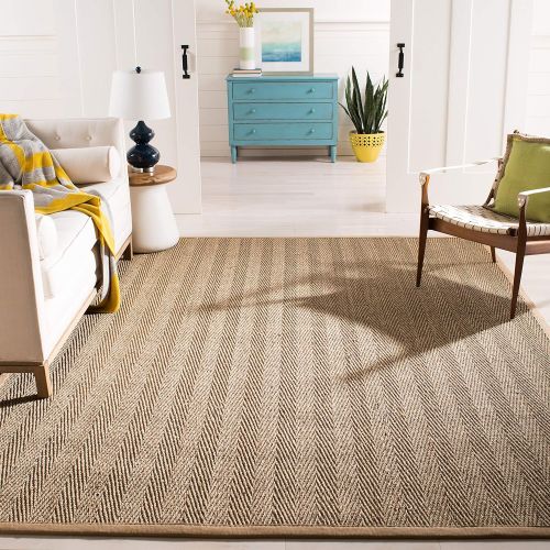  Safavieh Natural Fiber Collection NF115A Herringbone Natural and Beige Seagrass Area Rug (8 x 10)