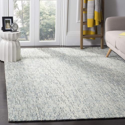  Safavieh Abstract Collection ABT468B Contemporary Handmade Blue and Charcoal Premium Wool Area Rug (6 x 9)