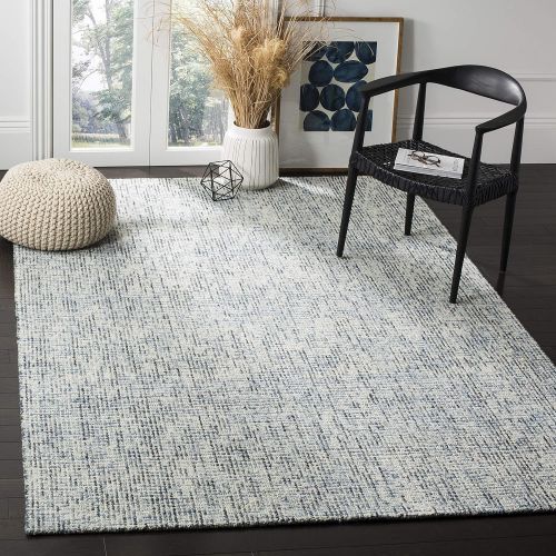  Safavieh Abstract Collection ABT468B Contemporary Handmade Blue and Charcoal Premium Wool Area Rug (6 x 9)