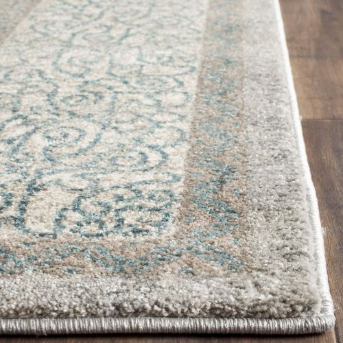  Safavieh Sofia Collection SOF365A Vintage Light Grey and Blue Center Medallion Distressed Area Rug (9 x 12)