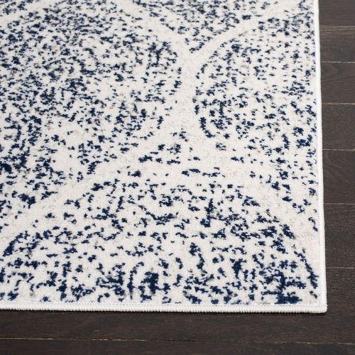  Safavieh Madison Collection MAD604G Navy and Silver Distressed Ogee Area Rug (4 x 6)