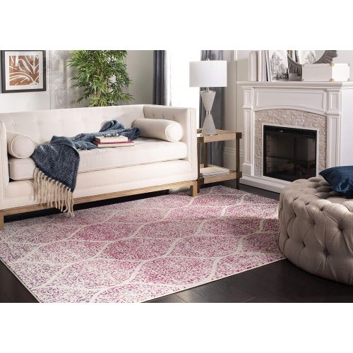  Safavieh Madison Collection MAD604G Navy and Silver Distressed Ogee Area Rug (4 x 6)