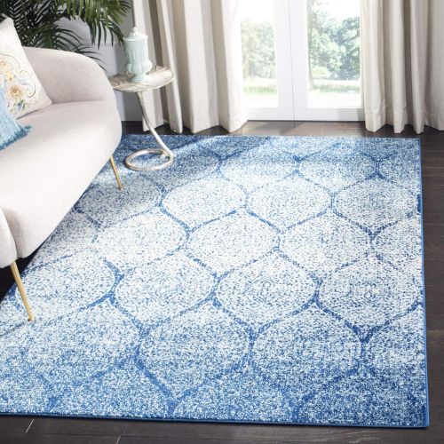  Safavieh Madison Collection MAD604G Navy and Silver Distressed Ogee Area Rug (4 x 6)