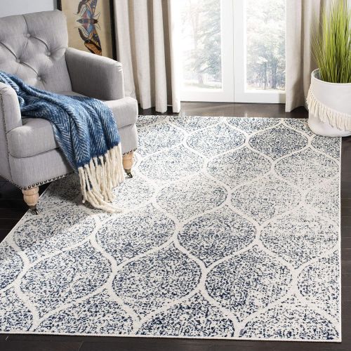  Safavieh Madison Collection MAD604G Navy and Silver Distressed Ogee Area Rug (4 x 6)