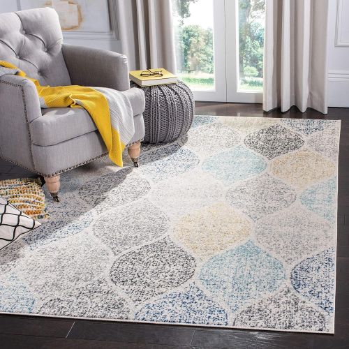  Safavieh Madison Collection MAD604G Navy and Silver Distressed Ogee Area Rug (4 x 6)