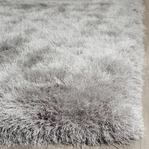  Safavieh Venice Shag Collection SG256S Handmade Silver Polyester Area Rug (8 x 10)