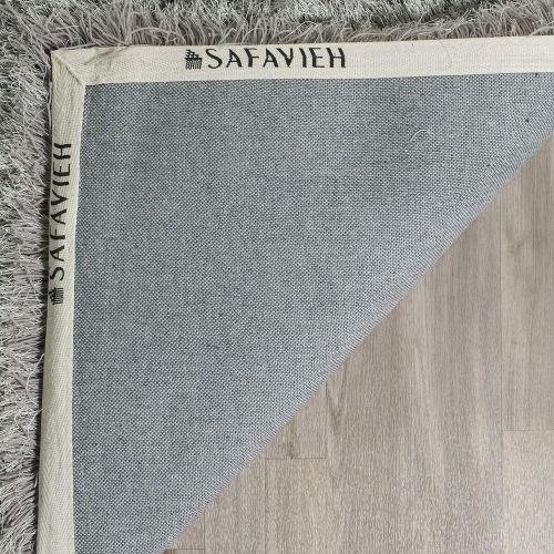  Safavieh Venice Shag Collection SG256S Handmade Silver Polyester Area Rug (8 x 10)