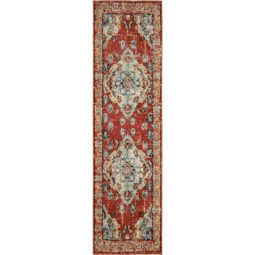  Safavieh Monaco Collection MNC243N Vintage Bohemian Navy and Light Blue Distressed Area Rug (8 x 10)