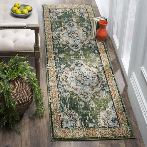  Safavieh Monaco Collection MNC243N Vintage Bohemian Navy and Light Blue Distressed Area Rug (8 x 10)