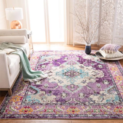  Safavieh Monaco Collection MNC243N Vintage Bohemian Navy and Light Blue Distressed Area Rug (8 x 10)