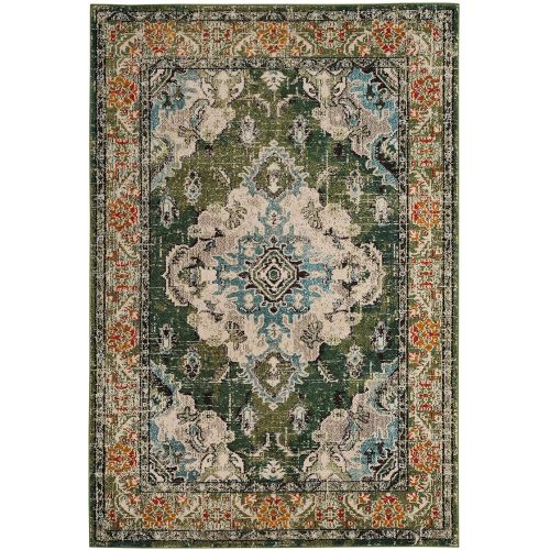  Safavieh Monaco Collection MNC243N Vintage Bohemian Navy and Light Blue Distressed Area Rug (8 x 10)