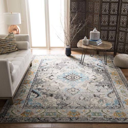  Safavieh Monaco Collection MNC243N Vintage Bohemian Navy and Light Blue Distressed Area Rug (8 x 10)