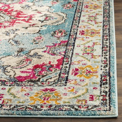  Safavieh Monaco Collection MNC243N Vintage Bohemian Navy and Light Blue Distressed Area Rug (8 x 10)