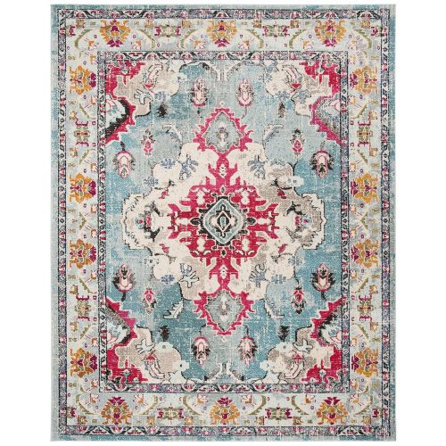  Safavieh Monaco Collection MNC243N Vintage Bohemian Navy and Light Blue Distressed Area Rug (8 x 10)