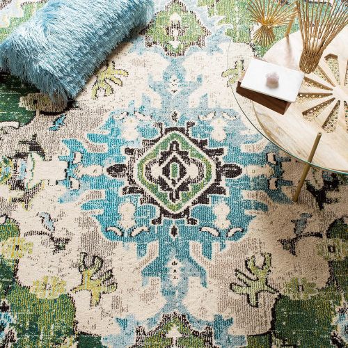  Safavieh Monaco Collection MNC243N Vintage Bohemian Navy and Light Blue Distressed Area Rug (8 x 10)