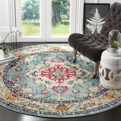  Safavieh Monaco Collection MNC243N Vintage Bohemian Navy and Light Blue Distressed Area Rug (8 x 10)