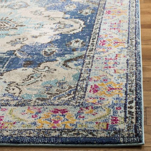  Safavieh Monaco Collection MNC243N Vintage Bohemian Navy and Light Blue Distressed Area Rug (8 x 10)